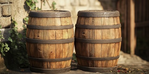 Fototapeta premium Vintage wooden barrels 