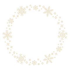 雪の結晶の円形フレーム、冬のデコレーション素材