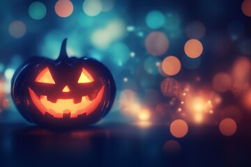 Fototapeta premium Eerie illustration of halloween day with bokeh and blur background. Premium illustration for banners, posters, greetings and Halloween celebrations with generative ai