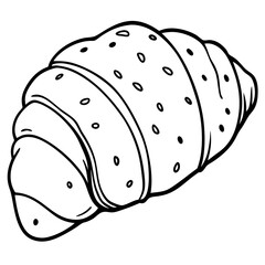 Delicious almond croissant line art vector illustration
