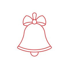 Merry Christmas Bell outline,  Isolated christmas bell sketch icon Vector, christmas bell logo, christmas bell with ribbon white background.