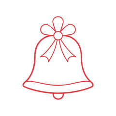Merry Christmas Bell outline,  Isolated christmas bell sketch icon Vector, christmas bell logo, christmas bell with ribbon white background.