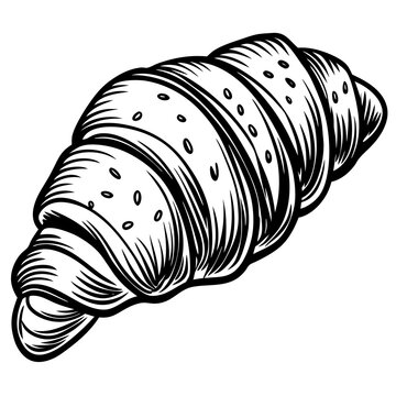 recommend clip art: Delicious almond croissant line art vector illustration
                    
