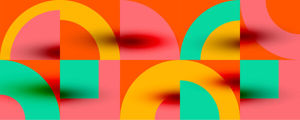 Obraz premium Neo memphis geometric pattern with circles, squares. Pop art abstract background for covers, banners, flyers and posters and other templates