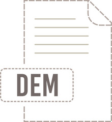 DEM File format icon dashed outline