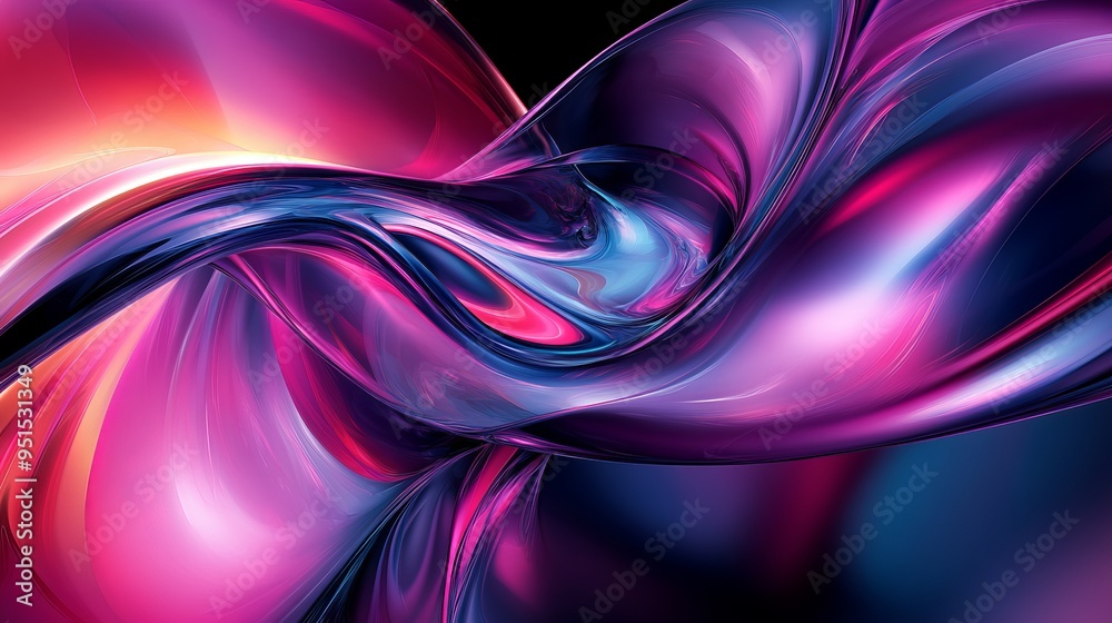 Poster Vibrant abstract patterns swirling in shades of blue, pink, and purple