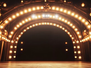 Obraz premium A beautifully lit stage with bright lights, ready for a performance. The atmosphere is filled with excitement and anticipation.