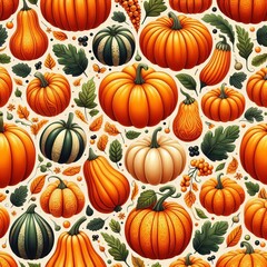 Autumnal pumpkin pattern, perfect for Halloween or Thanksgiving decor