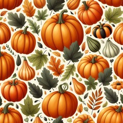 Autumnal pumpkin pattern, perfect for Halloween or Thanksgiving decor