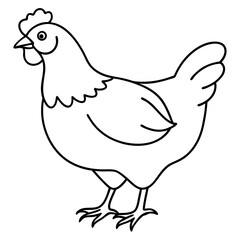 Hen line art isolated on a white background 
