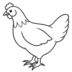 Hen line art isolated on a white background 
