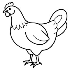 Hen line art isolated on a white background 
