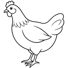 Hen line art isolated on a white background 
