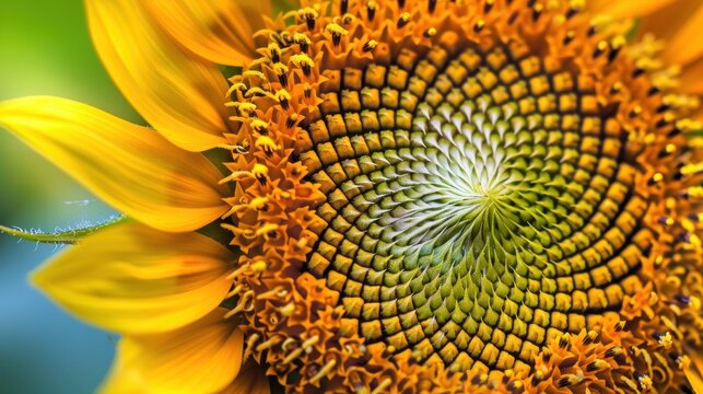 Macro Shot of Sunflower Showing Fibonacci Spiral (4)