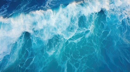 aerial top view background photo of ocean sea water white wave splashing in the deep sea