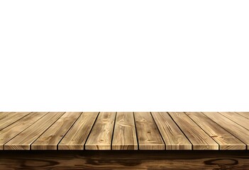 Realistic Wooden Tabletop or Surface Isolated on White Background for Product Display Mockups