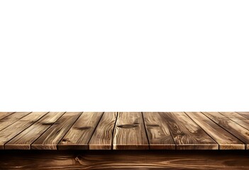 Realistic Wooden Tabletop or Surface Isolated on White Background for Product Display Mockups