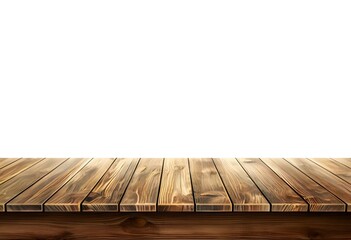 Realistic Wooden Tabletop or Surface Isolated on White Background for Product Display Mockups