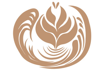 Latte Art pattern, Rosetta Coffee latte art illustration, cappuccino latte art.  latte art, rosette latte art pattern, coffee latte illustration