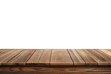 Realistic Wooden Tabletop or Surface Isolated on White Background for Product Display Mockups