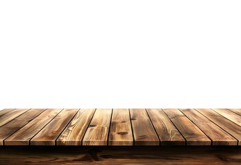 Realistic Wooden Tabletop or Surface Isolated on White Background for Product Display Mockups