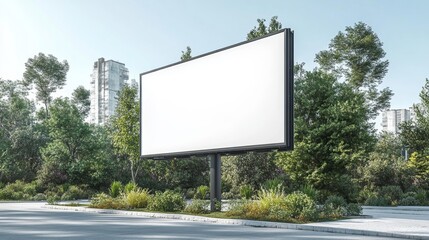 Outdoor blank billboard in urban park Generative AI