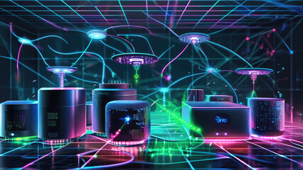 Futuristic AI-Powered IoT Illustration Background