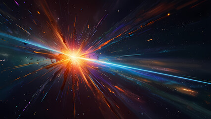 Fototapeta premium vibrant and abstract portrayal of a meteor explosion in the sky