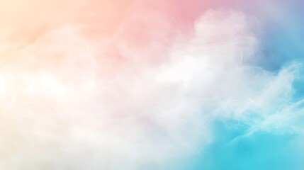 Fototapeta premium A soft pastel gradient background with light, airy clouds and a central space for text