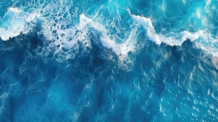 aerial top view background photo of ocean sea water white wave splashing in the deep sea
