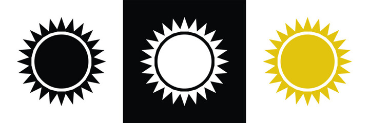Sun icons vector isolated on white background. Shine sun ray set. Sunshine vector sign. Sunset icon collection. Abstract art in eps 10.