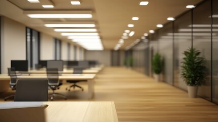 Obraz premium Beautiful blurred background of a light modern office interior