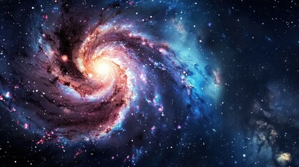 Obraz premium Spiral Galaxy with Fibonacci Spiral