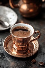 Cup of coffee on saucer