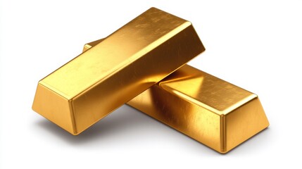 Shiny Gold Bars Isolated on White Generative AI