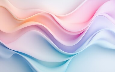 Obraz premium Abstract pastel colors 3d background. Dreamy three-dimensional background in soft abstract flow colors gradient surface, creating lines, waves and swirls. Wrinkle silicone sheet background