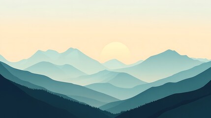 Obraz premium Silhouettes of Mountains at Sunrise