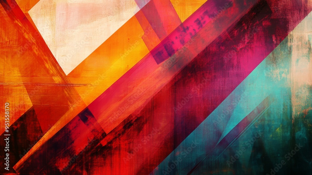 Poster An abstract background featuring bold, intersecting lines and vibrant hues, adding a modern and artistic touch to the visual.