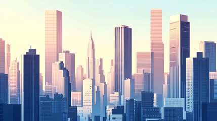 Fototapeta premium A Pastel Skyline of Modern City Buildings