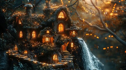 Enchanted Cottage by Waterfall