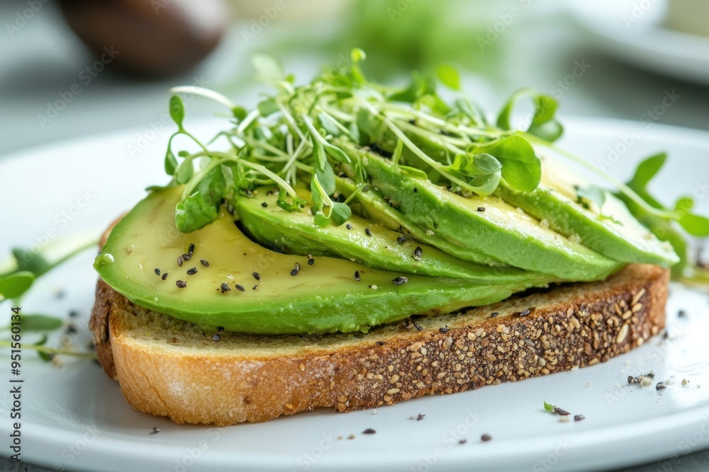 Poster Avocado Toast with Microgreens