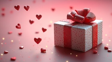 Obraz premium Valentine's Day Gift Box with Floating Hearts Generative AI