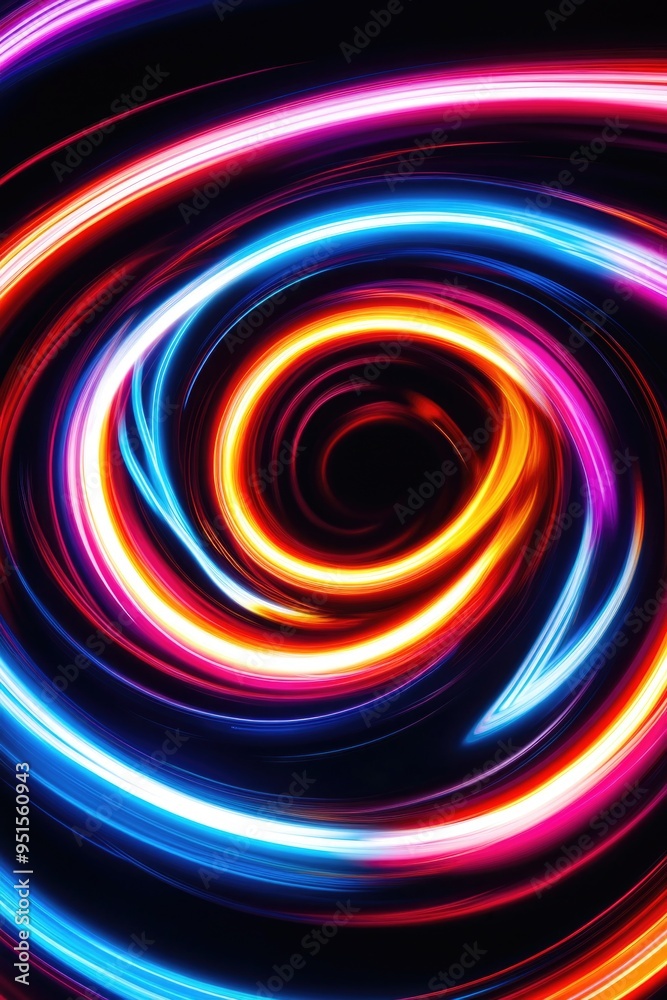 Canvas Prints Colorful Swirls on Black Background