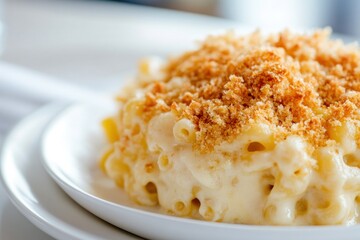 Close-up of Macaroni and Cheese with Crunchy Topping