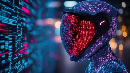 A futuristic adventure with a digital astronaut in a cybernetic world, navigating through endless streams of data and virtual reality realms