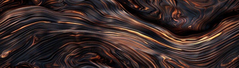 Obraz premium Abstract dark wooden texture with vibrant flowing patterns, ideal for background, design, and modern artistic concepts.