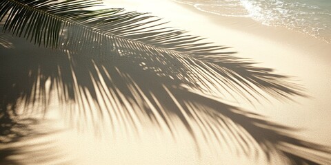 Obraz premium Summer palm tree leaves shadow on beach sand