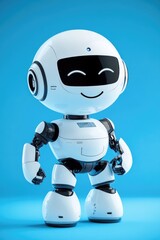 Naklejka premium White Robot on Blue Surface