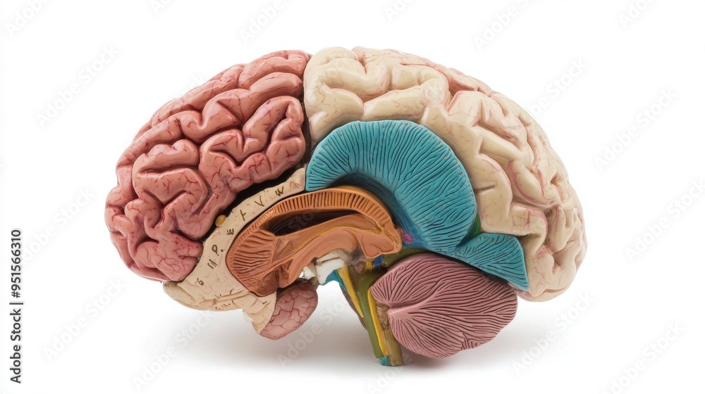 Poster An educational diagram of the human brain with major parts and functions labeled, set against a simple white background for clear, informative presentation.