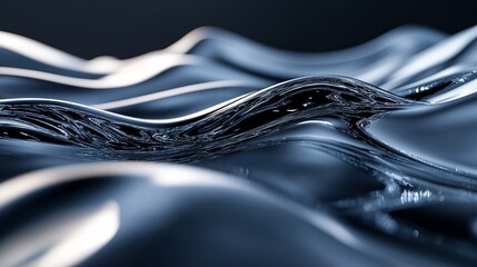 Gentle waves of reflective liquid flowing in soft undulations at night